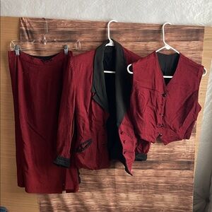 Red and Black Houndstooth Suit Set